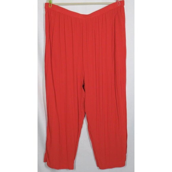 Roaman's Women's Rust Orange Crinkle Gauze Wide Leg Pull On Pants Plus 28W - Picture 5 of 13